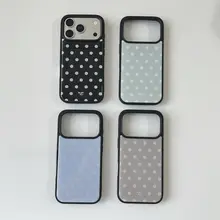 向日葵デザインのポルカドットスマホケース【適用：Apple・iPhone用・耐衝撃・シンプルデザイン】