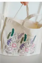 ラベンダーフラワー刺繍トートバッグ【キャンバス製・DIY材料付き・ギフト用】