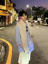 高級感ある薄手長袖シャツ【ストリートスタイル・ポケット付き・淡い青・防晒機能】