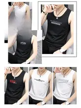 極上の柔らかさのモーダル生地 メンズタンクトップ【白地・プリントデザイン・夏用・スポーツ向け】