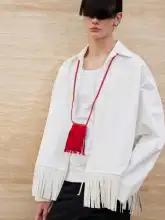 流行のトロピカル流れの白シャツコート【韓国スタイル・ゆったりシルエット】（セットアップ対応）