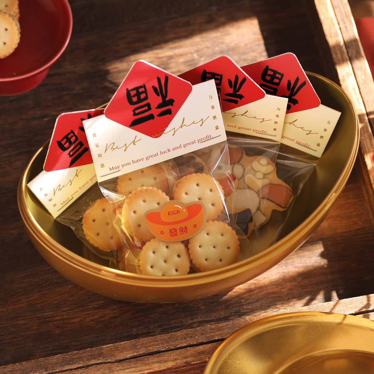 新年用クッキー袋 スノーフレーク・クランベリー・キャラメル：100均で手軽に使えるお祝い用包装の実用性と選定ガイド
