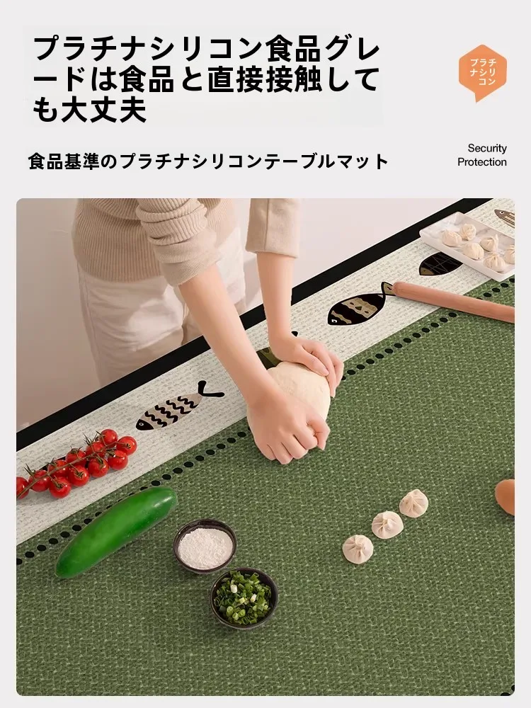 おしゃれなシリコン製ダイニングラグ：防水・防油・熱に強いフランス風デザイン