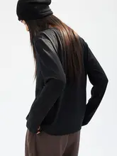 高密度15.5μmゴールドウール使用 丸首Tシャツ【洗濯機対応・毛玉防止・リバーシブル】