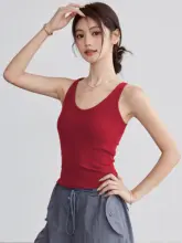ランダムストライプデザインのスポーツタンクトップ【胸パッド付き・フィットネス・ヨガ対応・夏用】