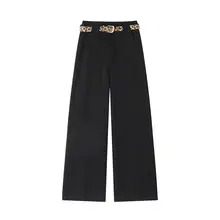 冬用 カジュアル ワイドレッグデニムパンツ【裏起毛・レトロデザイン・ゆったりフィット】（セットアップ対応）