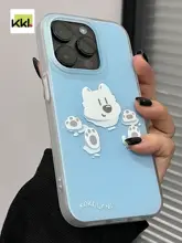 泡澡小狗風 デザインスマートフォンケース【全包タイプ・ブルー・可愛い犬・男女共用】（セットアップ対応）