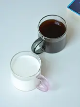ハンドル付き底面平らな耐熱グラスカップ【高 borosilicate ガラス・電子レンジ対応・ミルク用・小サイズ】