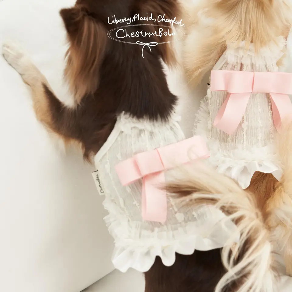 リボン付き犬用キャミソールドレス【かわいいデザイン・ペット用】