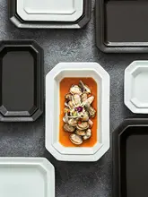 高級感のある深皿長方形陶器プレート【食堂用・軽奢スタイル】