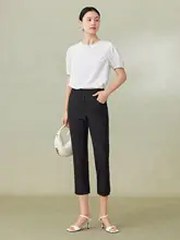 黒の九分丈カジュアルパンツ【ウエストゴム・すっきりシルエット・女性用】