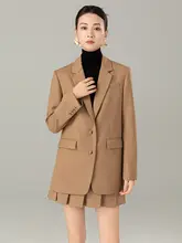 高級感のある精練ウール製女性用ジャケット【秋用・オーバーサイズ・カジュアルスタイル】