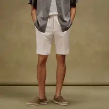 極上の柔らかさのリネン製ストレートカットショートパンツ【春夏用・通気性・ウエストゴム】