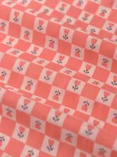 ストライプデザインの純綿ダブルガーゼ生地【オレンジ・ピンク・白・多用途】