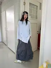 軽やかなデザインの抽绳付き半身スカート【和風・折り畳みデザイン】