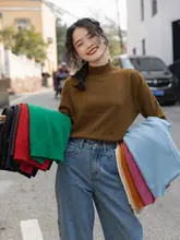 ハイネックニットトップス【冬用・厚手・ブラック・ホワイト】