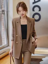 カフェブラウンの女性用ジャケット【秋冬・ゆったりシルエット・高級感あるデザイン】（セットアップ対応）