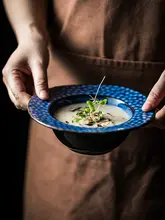 フランス風濃厚スープボウル【電子レンジ対応・陶器製・高級感・深皿】