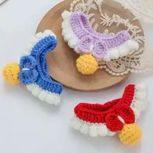 可愛い手作り編み猫用エプロン【うさぎデザイン・金色グラデーション】
