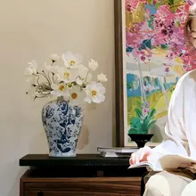 青花瓷製 花瓶【新中式・復古デザイン・陶器製・リビング用・梅瓶】