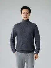 極上の柔らかさのカシミヤニットセーター【メンズ・折り返し高めのネック・厚手】