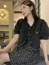 2点セット レディース 大きいサイズ ぽっちゃり デニム ショートカーデ 花柄キャミワンピース おしゃれ 夏