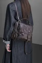 レトロなデザインのリュックサック【女性用・多機能・シワ加工】（セットアップ対応）