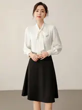 セットアップ 2点セット レディース 蝶結び シャツ スカート きれいめ 上品 通勤 面接 オフィスカジュアル 初秋