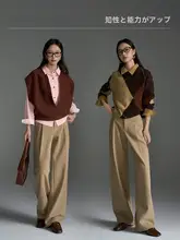 横開きポケット付き カジュアルストレートパンツ【秋用・通勤・極簡デザイン】