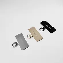 超薄型金属スマートフォンクリップ【ステンレス製・ストラップ用フック・接続パッド・ショルダーチェーン用固定シート】
