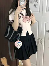 ウエストリボン付きセーラー服風スカート【女子学院風・プリーツデザイン】（セットアップ対応）