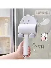 カートンデザインの壁掛けドライヤー収納ラック【穴あけ不要・バスルーム用・スマートフォンホルダー付き】