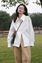 ホワイトジッパーブラウス【春秋用・デザイン性の高いフレンチスタイル】