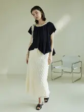 流れる素材のフリンジデザインストレートスカート【ユニークなデザイン】（セットアップ対応）