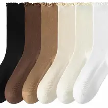 無地フリル付きミドルソックス【春秋用・コットン・快適・ストレッチ】