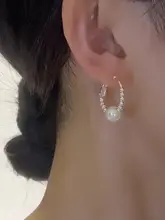 エレガントなパールデザインのフープピアス【フランス風・感・顔をスッキリ見せる】