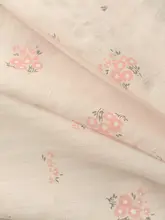 ピンクストライプ花柄プリントコットン生地【DIY用・シャツ・ワンピース・ロリータ長裙・和服対応】