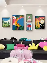 ウォールアート 3点セット リビング ソファ背面 壁掛け 抽象画 カートゥーン ポップカラー おしゃれ 高級感 インテリア