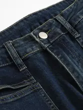 レトロブルー 前ポケット高腰 極上の柔らかさのワイドレッグデニムパンツ【フィット・ストレートデザイン】