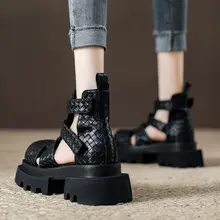 厚底ハイカットサンダル【ファッション・メッシュデザイン・エレガント】（セットアップ対応）