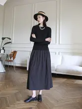 オリジナルコットン製 ドット柄の中長丈Aラインスカート【秋冬用・オールマイティ】