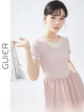 柔らかく上品なデザイン！接ぎ合わせ風ドレス【フレンチスタイル・ウエストシェイプ・ロング丈】（セットアップ対応）