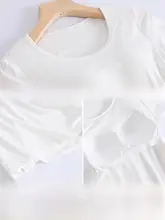 女性用 白色 胸パッド付き短袖Tシャツ【薄手・柔らかい素材・夏用・ホームウェア】