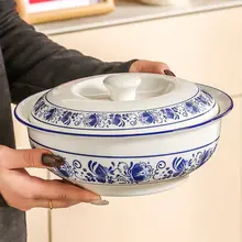 青花瓷の家庭用プレートセット【陶器製・丸テーブル用・祝い料理に最適】（セットアップ対応）