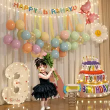 女の子向けの誕生日飾り用数字バルーン【二歳・三歳・五歳対応】（セットアップ対応）