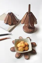 山舍 木製 防熱テーブルマット【創造的なインテリア・花柄・鍋敷き・食卓用】