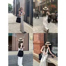 涼し気で快適な背負い式リネンオールインワン
