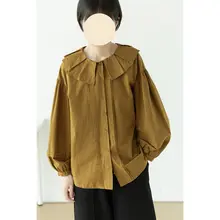 春用フラワーペタルネックブラウス【ルーズフィット・カジュアル・スイートデザイン】（セットアップ対応  ）