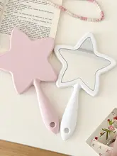 可愛い星柄のハンドミラー【粉色・高精細・携帯用】