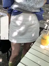 ミニスカート レディース レース ハイウエスト Aライン パッチワーク 脚長効果 ガーリー